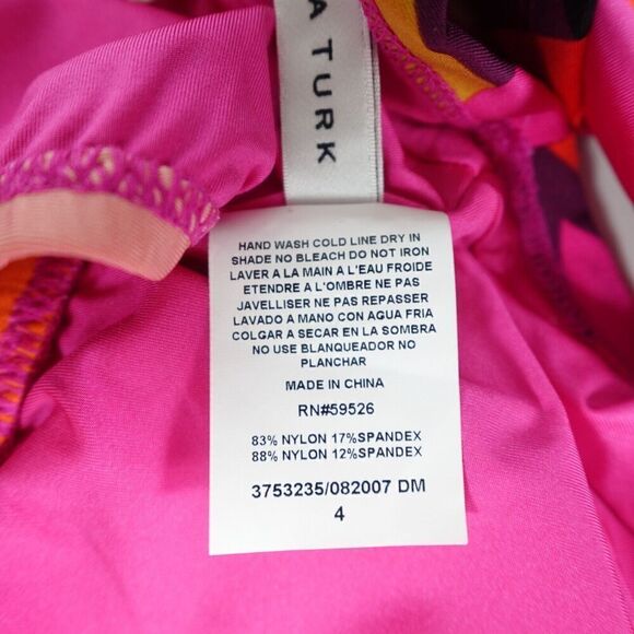 Trina Turk Womens Fan Faire Off The Shoulder Ruffle Bandeau Swim Top Size 4 - Picture 9 of 9